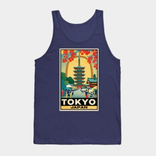 A Vintage Travel Art of Tokyo - Japan Tank Top